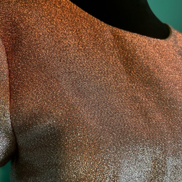 EXPRESS Metallic Rose Gold Mini Sheath Dress OPEN BACK size 8. ID# 400439 - Picture 2 of 6